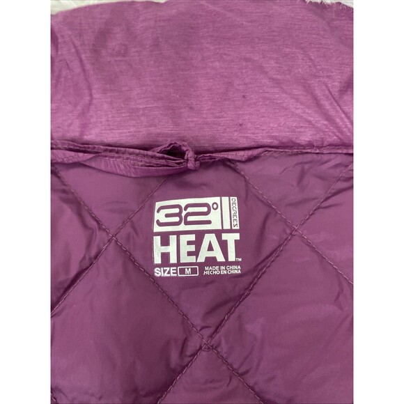 32 Degree Heat Down Puffe Quilt Jacket Size M Purple Women Zip Outdoors Feather - Picture 9 of 15